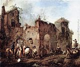 Courtyard with a Farrier Shoeing a Horse by Philips Wouwerman